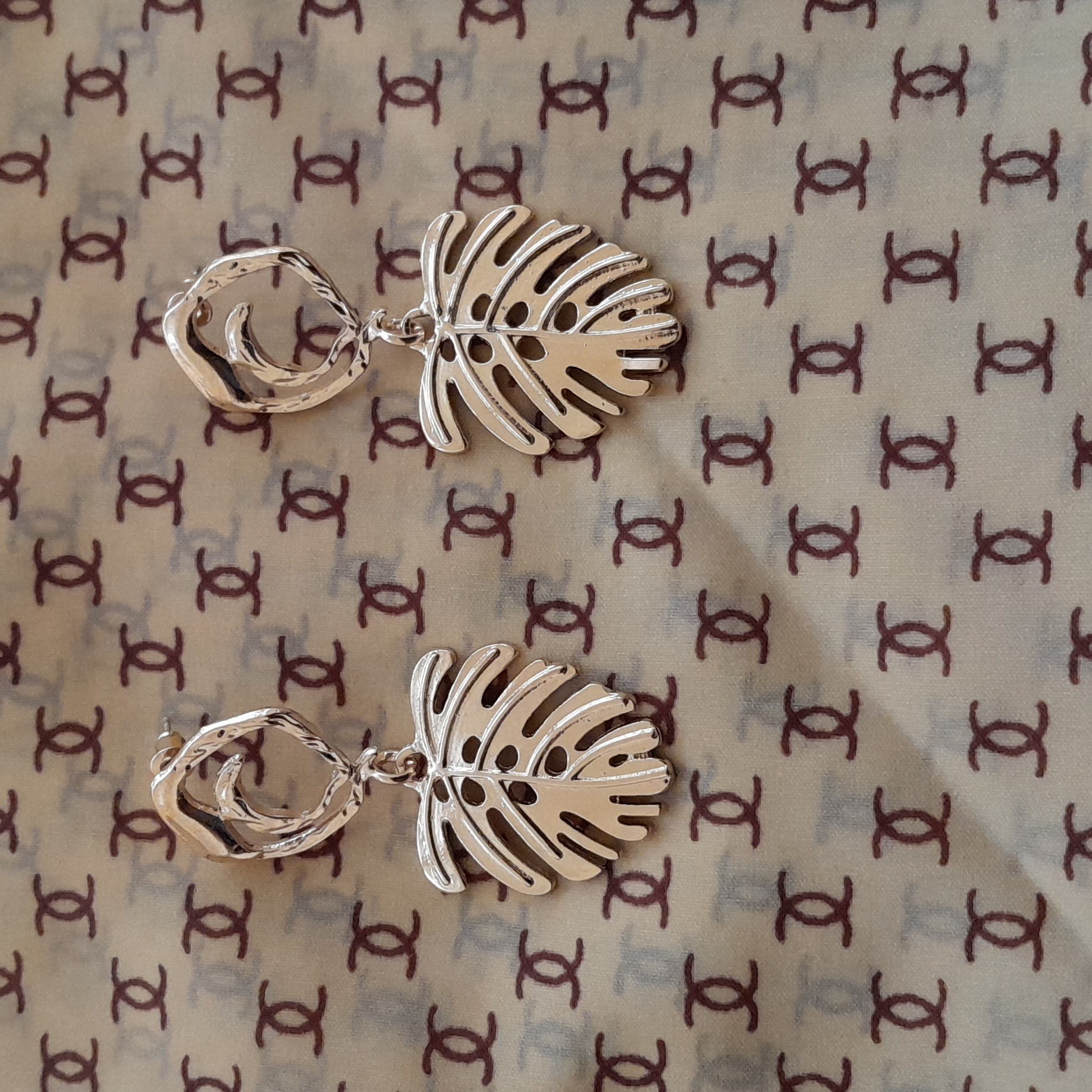 Pastels Goldtone Leaf Dangle Earrings